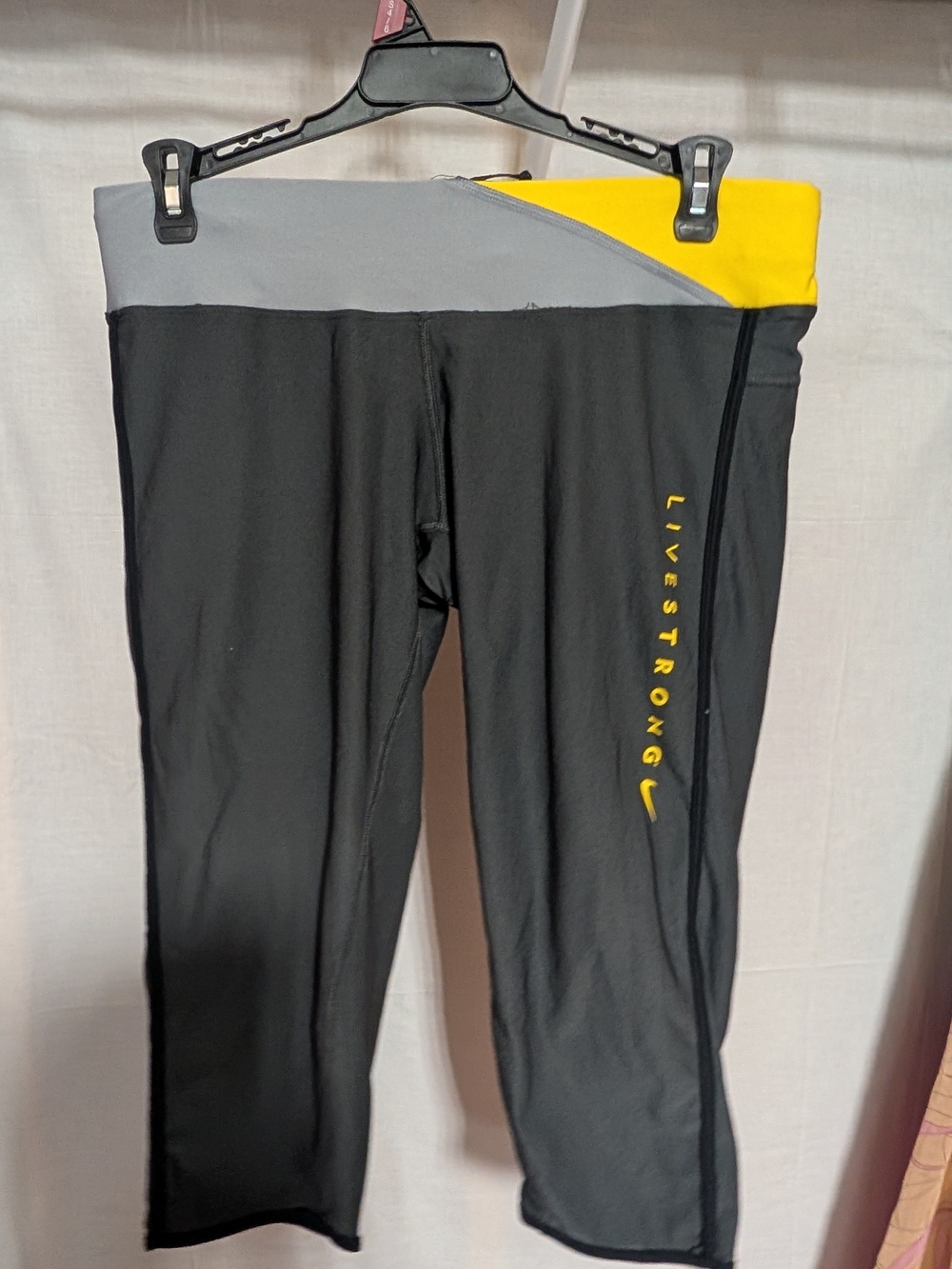 Nike Women's Black/Gray/Yellow Livestrong Athletic Capris